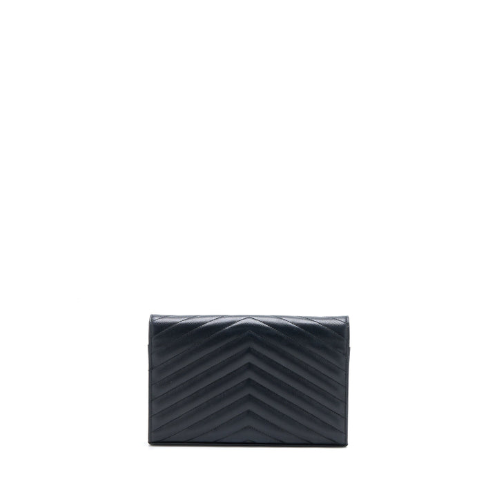 Saint Laurent/YSL Cassandra Matelasse Envelope Chain Wallet Grained Calfskin Black GHW