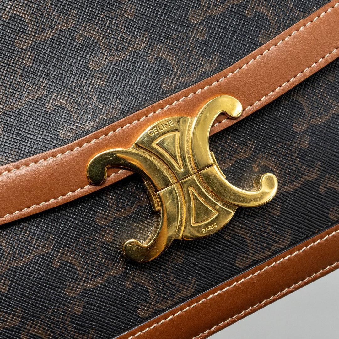Celine Classic triomphe bag canvas / calfskin tan