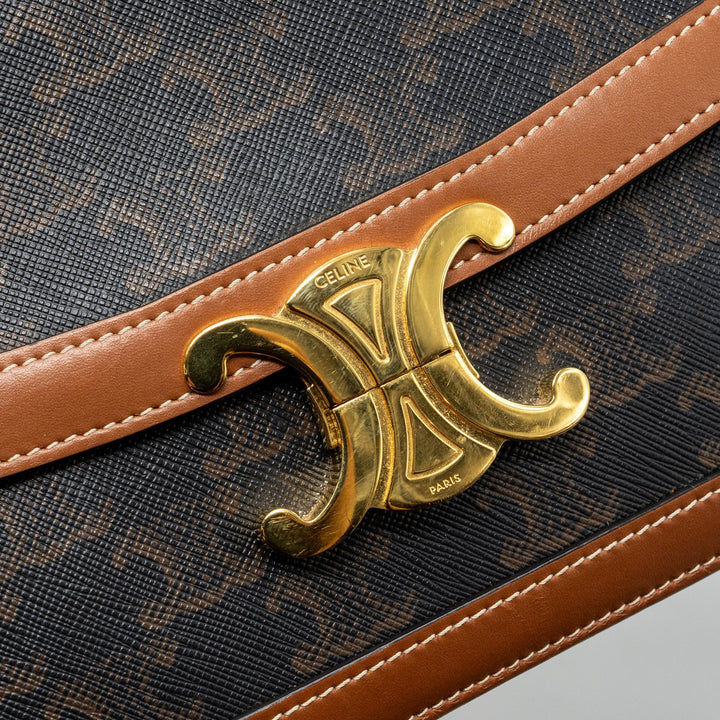 Celine Classic triomphe bag canvas / calfskin tan