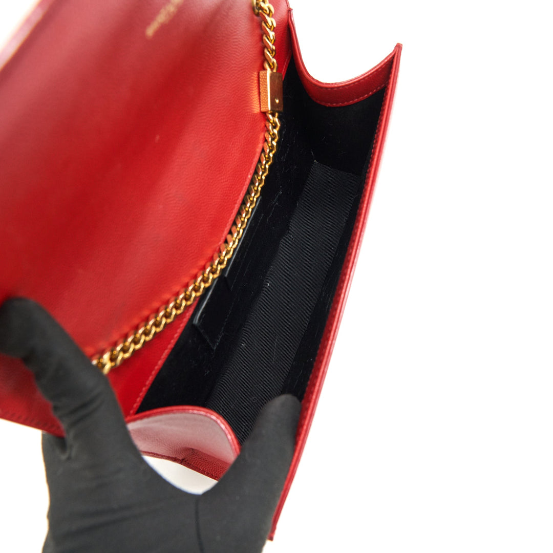 Saint Laurent /YSL Grained Calfskin Medium Kate Bag Red GHW