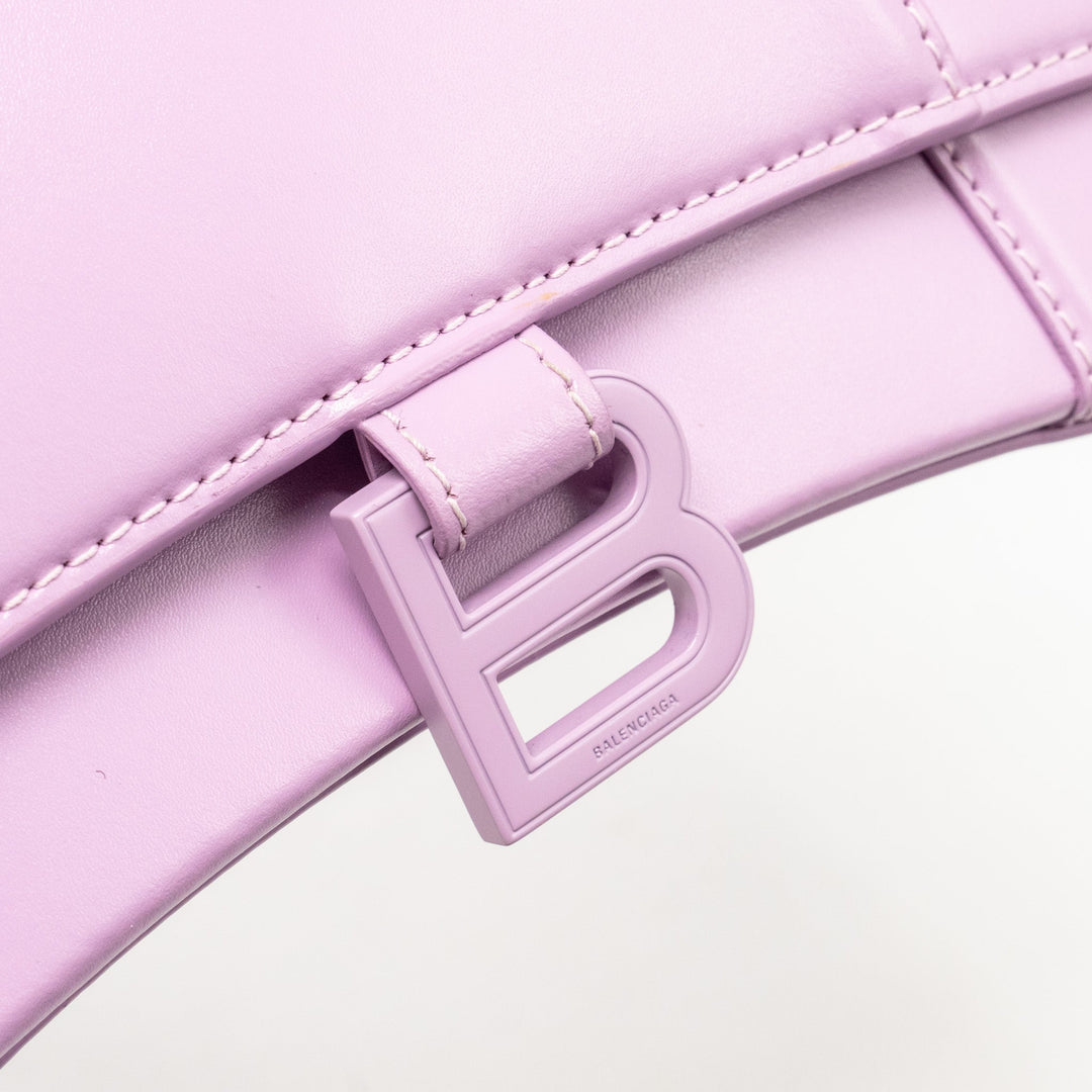 Top Quality Balenciaga Small Hourglass Bag Calfskin Light Purple SHW