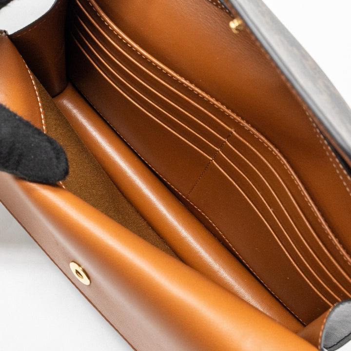 Top Quality Celine wallet on strap triomphe canvas / leather tan