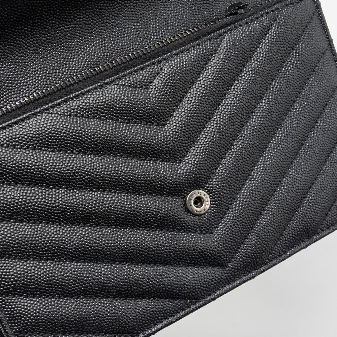 Saint Laurent/YSL Envelope Chain Wallet Calfskin Black / Black Hardware