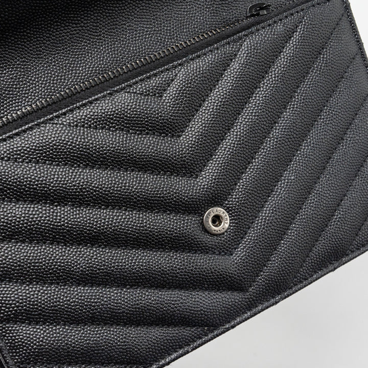 Saint Laurent/YSL Envelope Chain Wallet Calfskin Black / Black Hardware