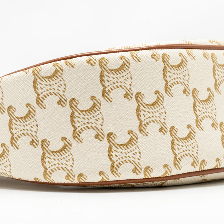 Celine AVA Bag Triomphe Canvas/ Calfskin White / Brown