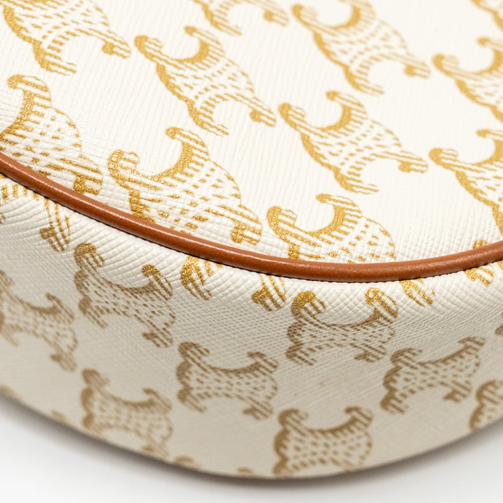 Celine AVA Bag Triomphe Canvas/ Calfskin White / Brown