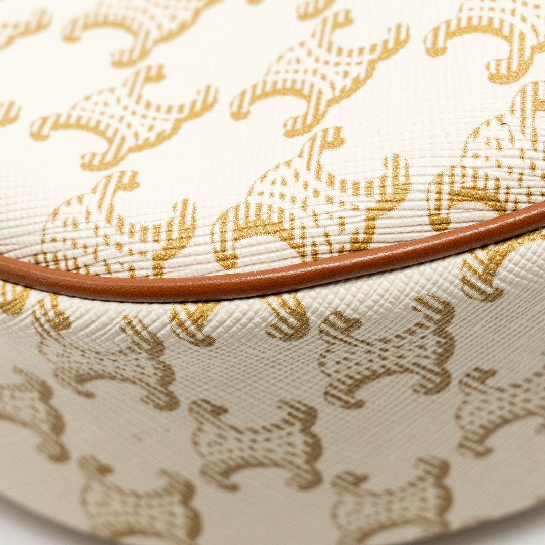Celine AVA Bag Triomphe Canvas/ Calfskin White / Brown