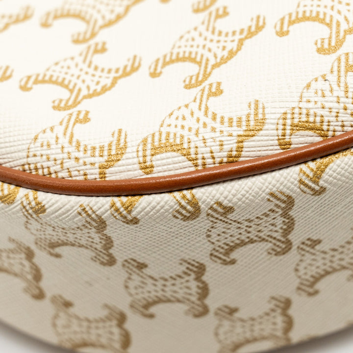 Celine AVA Bag Triomphe Canvas/ Calfskin White / Brown