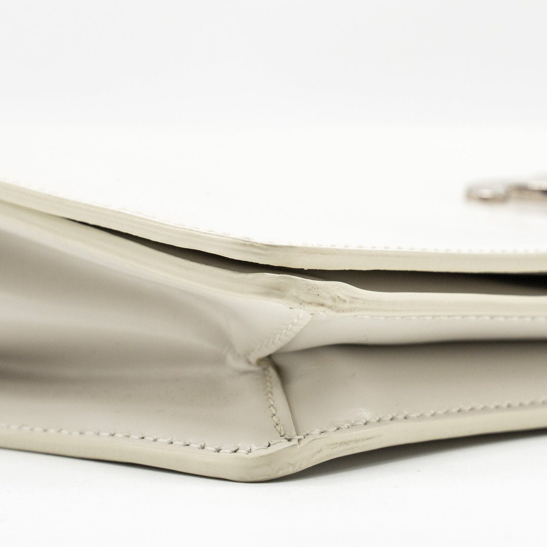 Celine Trapeze Triomphe Shoulder Bag Shiny Calfskin White