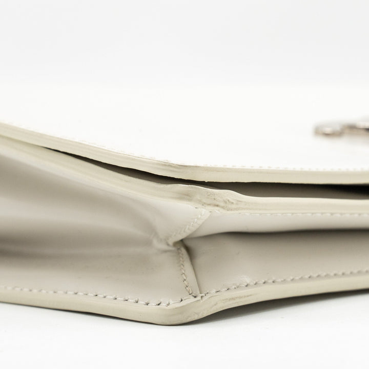 Celine Trapeze Triomphe Shoulder Bag Shiny Calfskin White