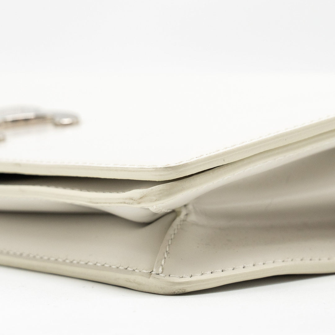 Celine Trapeze Triomphe Shoulder Bag Shiny Calfskin White