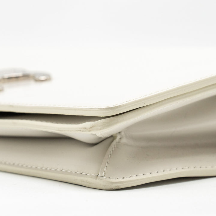 Celine Trapeze Triomphe Shoulder Bag Shiny Calfskin White