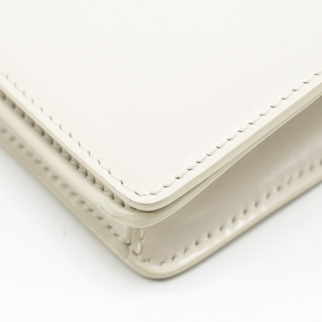 Celine Trapeze Triomphe Shoulder Bag Shiny Calfskin White