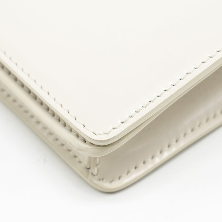 Celine Trapeze Triomphe Shoulder Bag Shiny Calfskin White