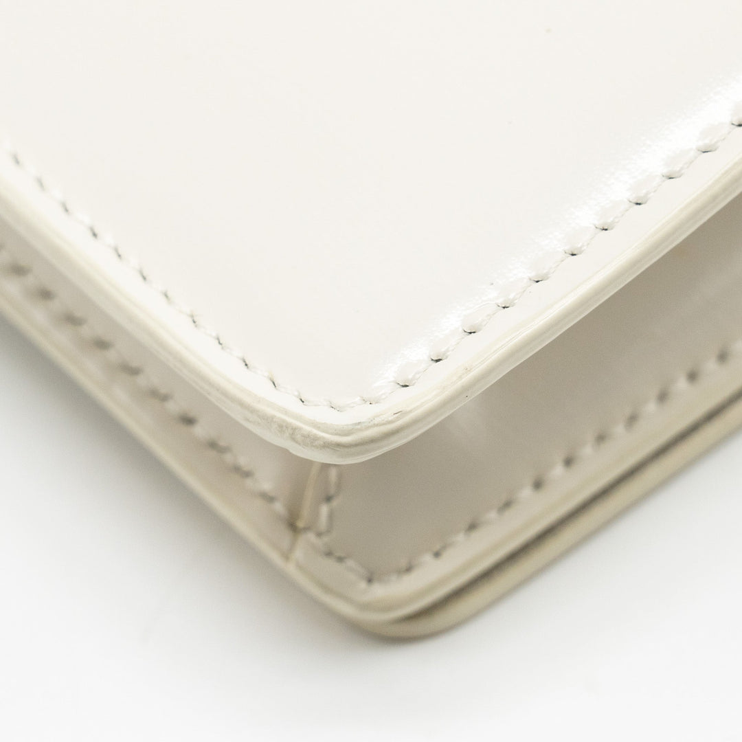 Celine Trapeze Triomphe Shoulder Bag Shiny Calfskin White