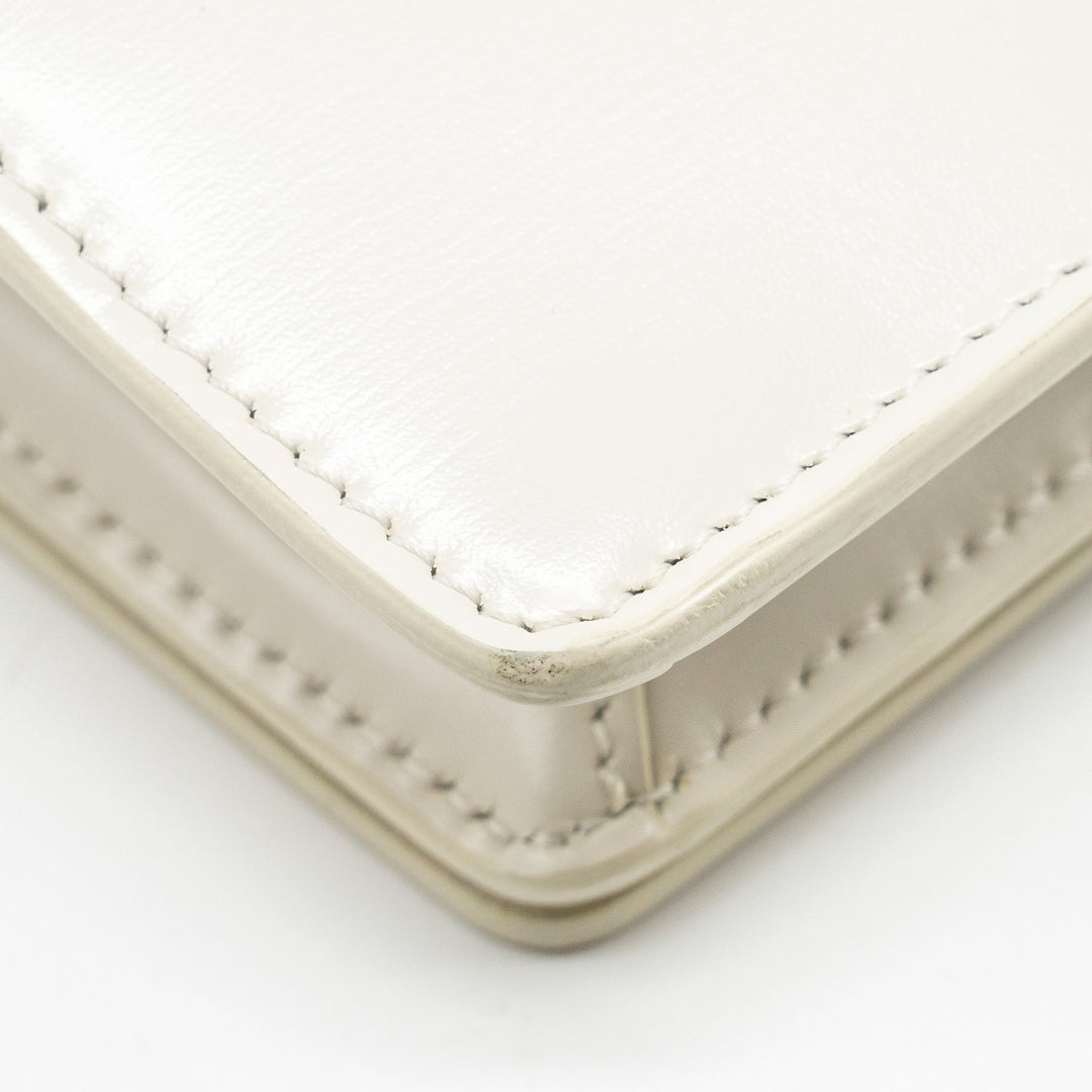 Celine Trapeze Triomphe Shoulder Bag Shiny Calfskin White