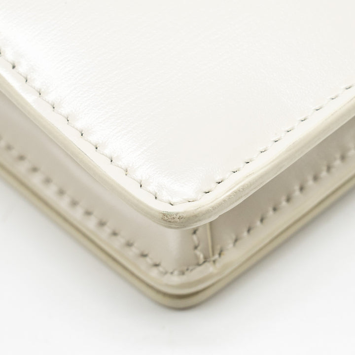 Celine Trapeze Triomphe Shoulder Bag Shiny Calfskin White