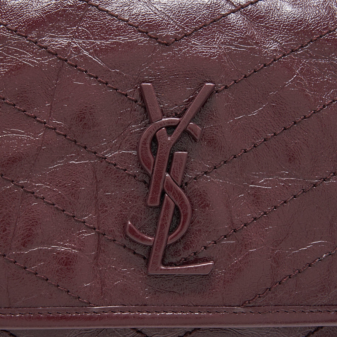 Saint Laurent Medium Niki Shinny Leather Burgundy