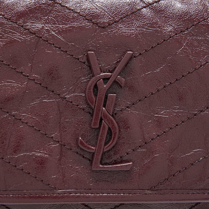 Saint Laurent Medium Niki Shinny Leather Burgundy