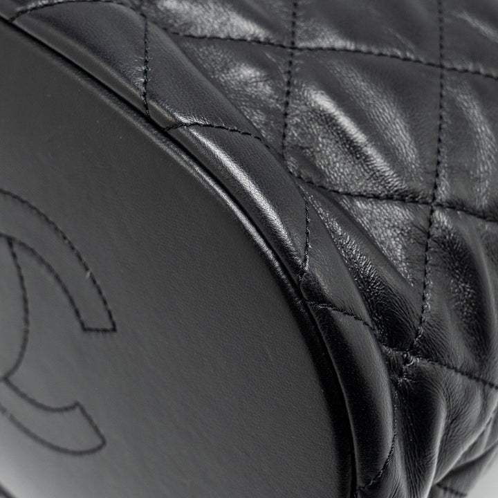 Chanel 22p Drawstring Bucket Bag Lambskin Black  (Microchip)
