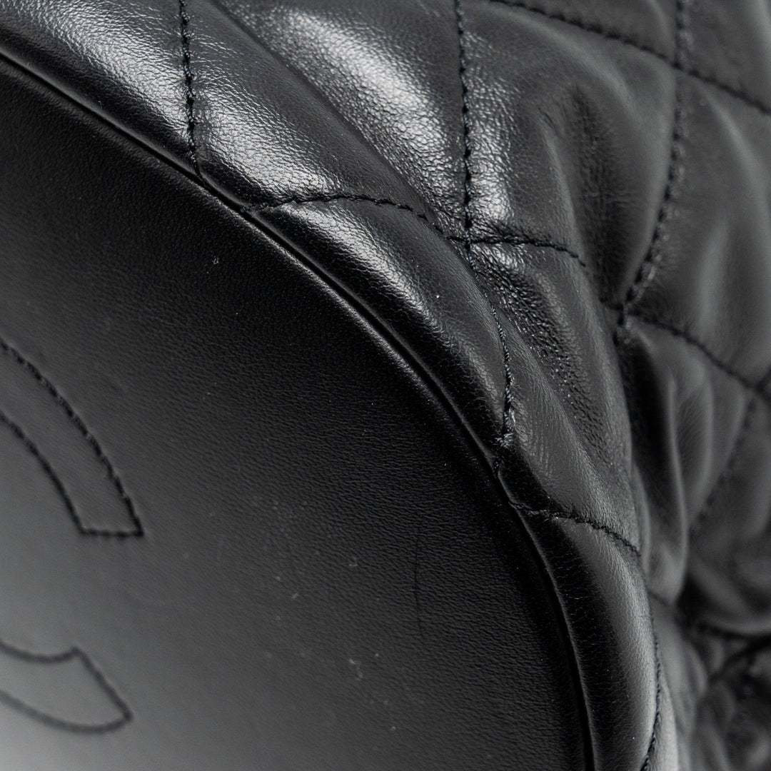 Chanel 22p Drawstring Bucket Bag Lambskin Black  (Microchip)