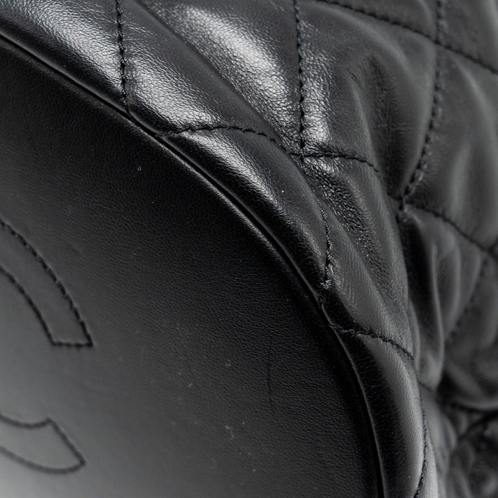 Chanel 22p Drawstring Bucket Bag Lambskin Black  (Microchip)