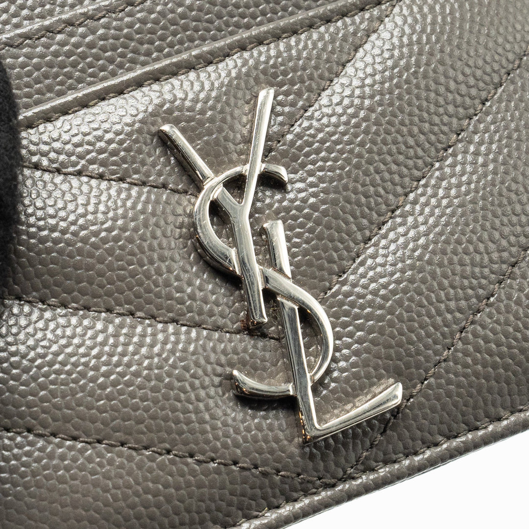 Saint Laurent card holder calfskin grey SHW