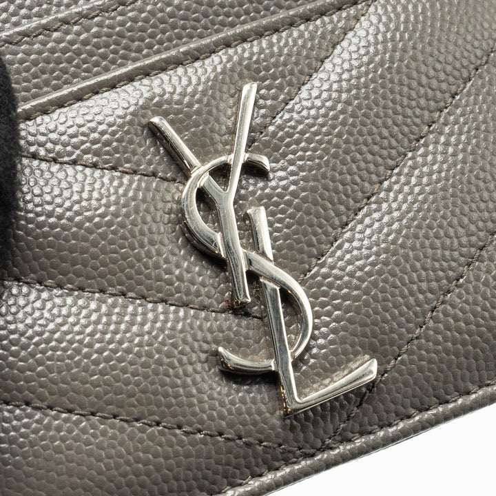 Saint Laurent card holder calfskin grey SHW
