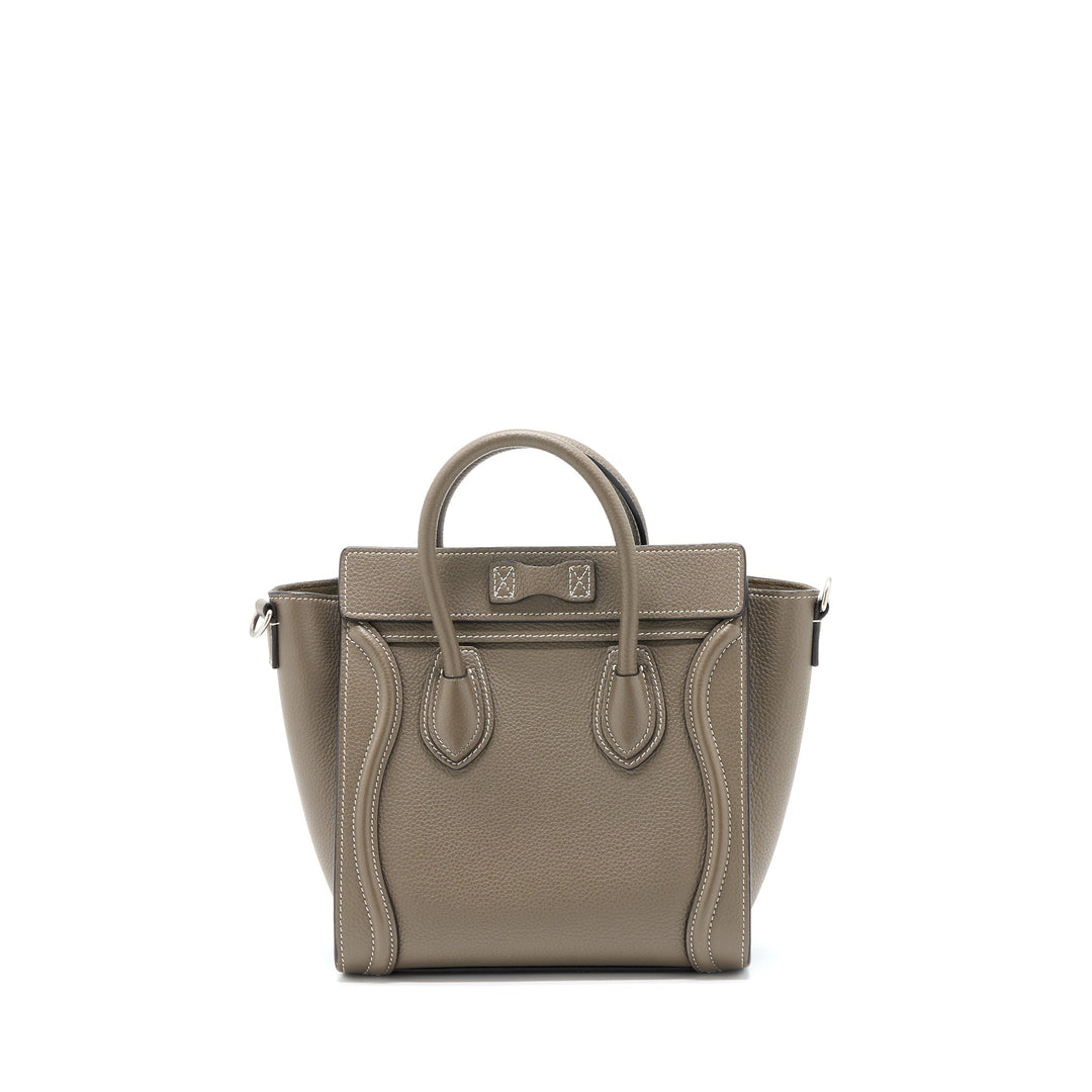 Top Quality Celine Nano Luggage Bag Calfskin Grey