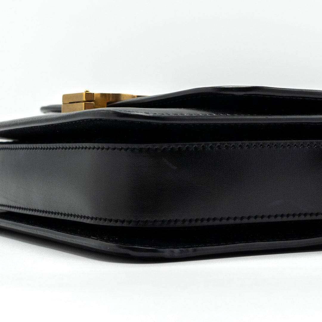 Saint Laurent Small Solferino Satchel Crossbody Bag Box Calfskin Black GHW