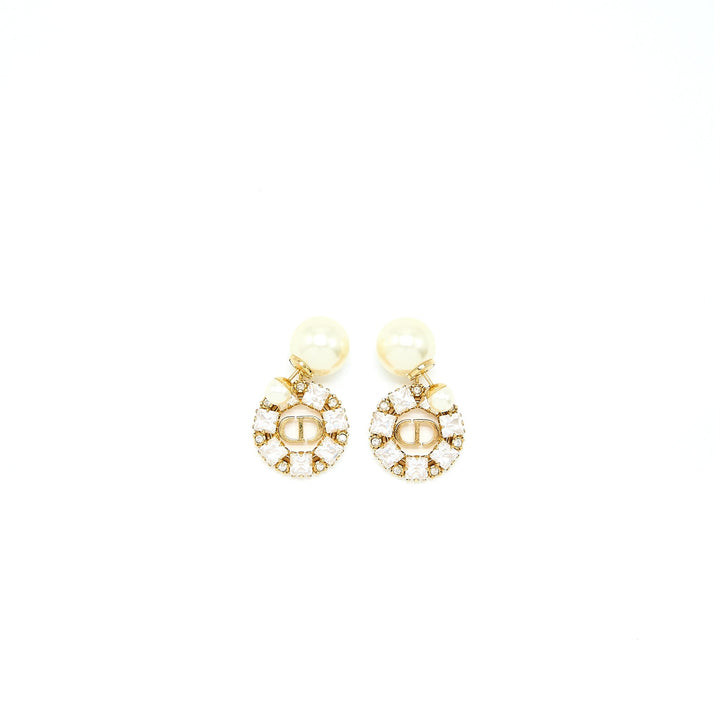 Top quality Dior CD Logo Dropped Earring Pearl/Crystal Gold Tone