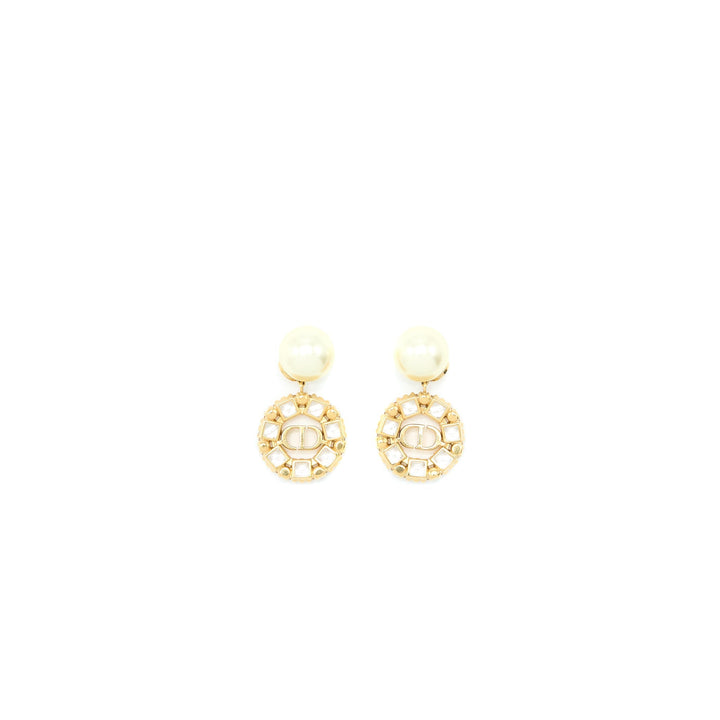 Top quality Dior CD Logo Dropped Earring Pearl/Crystal Gold Tone