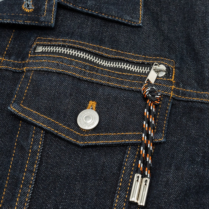 Top quality Dior HOMME Size 50 Rope Zipper Pull Pocketed Jacket Cotton Dark Indigo Blue Denim