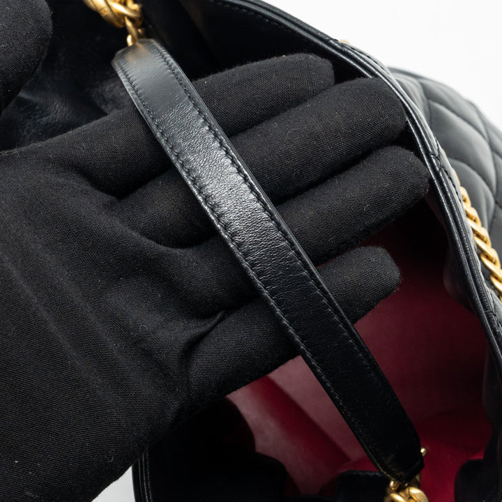 Chanel 22p Drawstring Bucket Bag Lambskin Black  (Microchip)