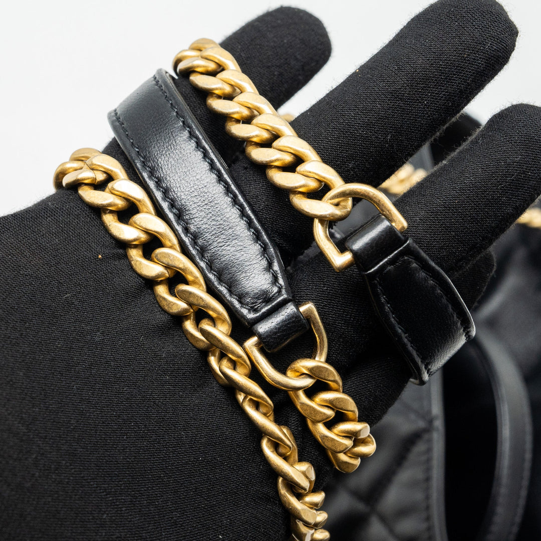 Chanel 22p Drawstring Bucket Bag Lambskin Black  (Microchip)