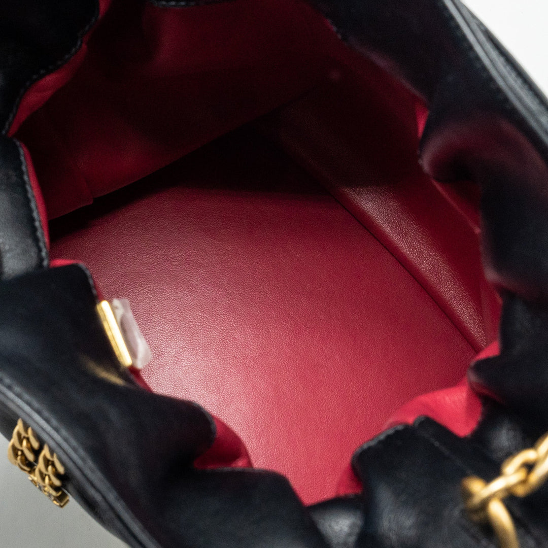 Chanel 22p Drawstring Bucket Bag Lambskin Black  (Microchip)