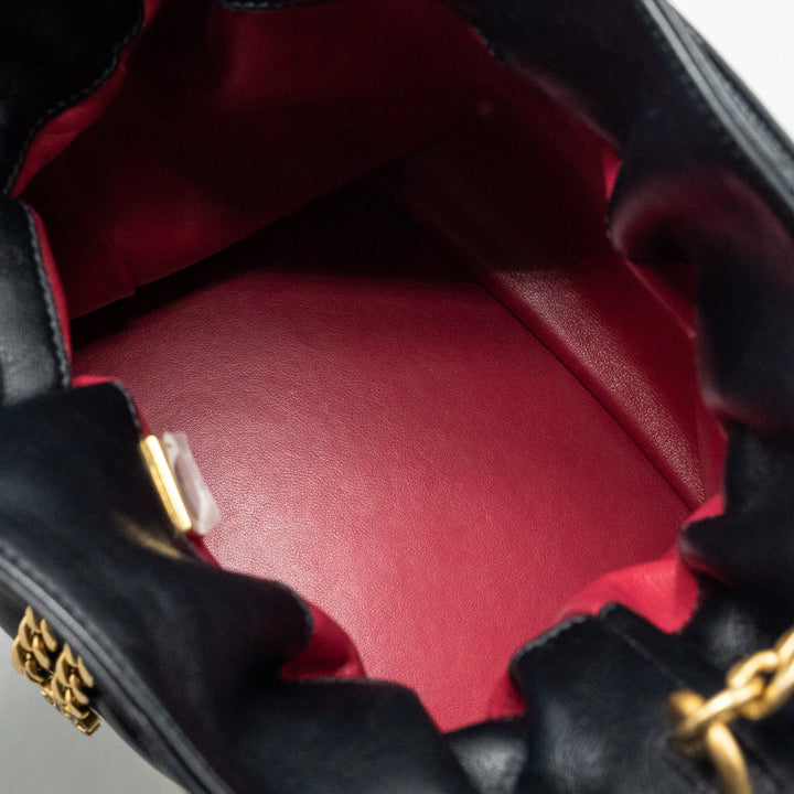 Chanel 22p Drawstring Bucket Bag Lambskin Black  (Microchip)