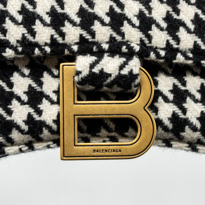 Top Quality Balenciaga Hourglass S Wool Houndstooth Black/White GHW