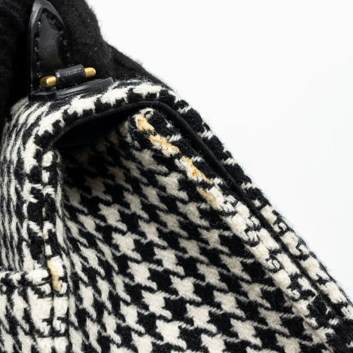 Top Quality Balenciaga Hourglass S Wool Houndstooth Black/White GHW