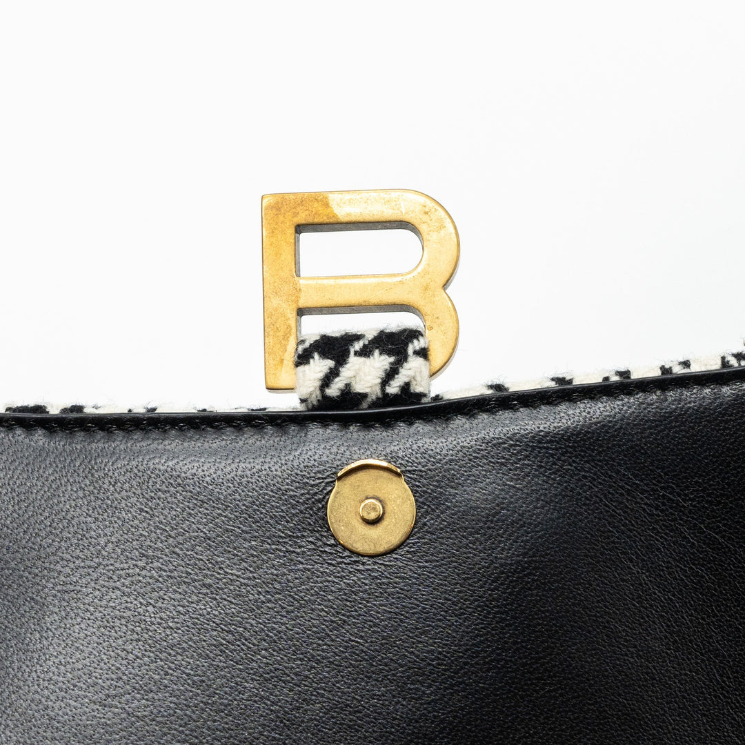 Top Quality Balenciaga Hourglass S Wool Houndstooth Black/White GHW