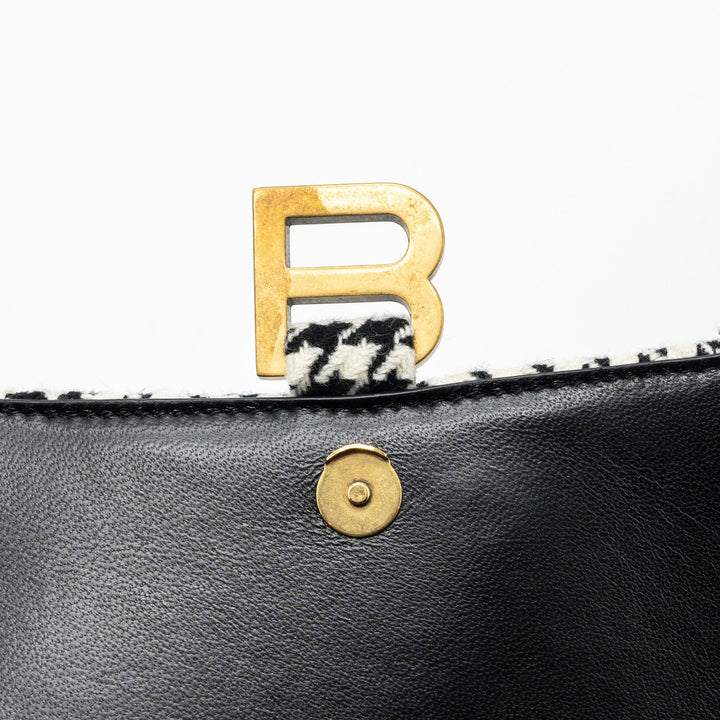 Top Quality Balenciaga Hourglass S Wool Houndstooth Black/White GHW
