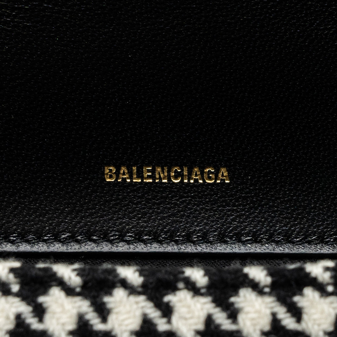 Top Quality Balenciaga Hourglass S Wool Houndstooth Black/White GHW