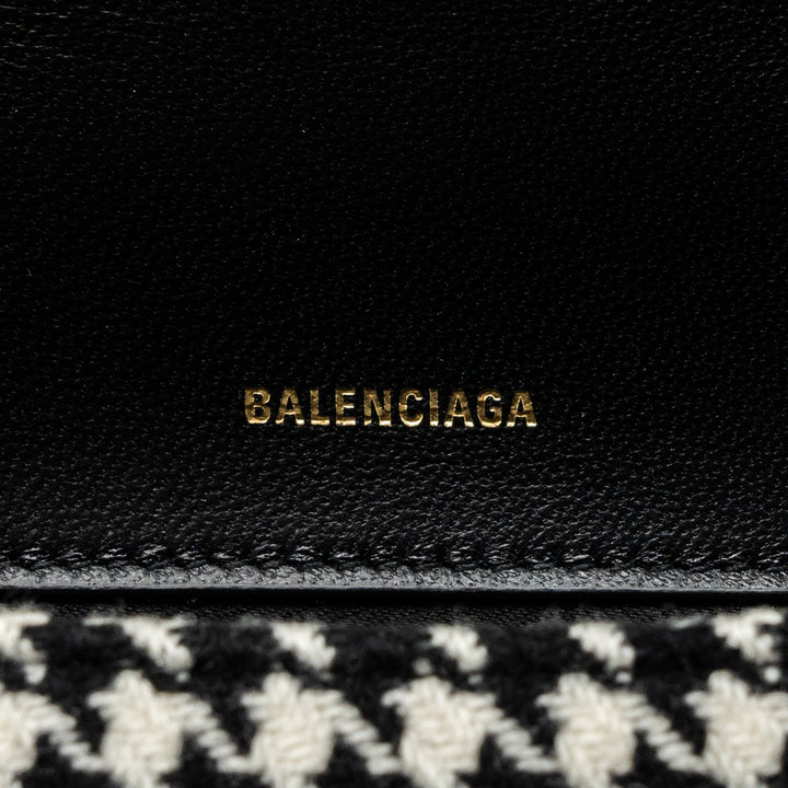 Top Quality Balenciaga Hourglass S Wool Houndstooth Black/White GHW