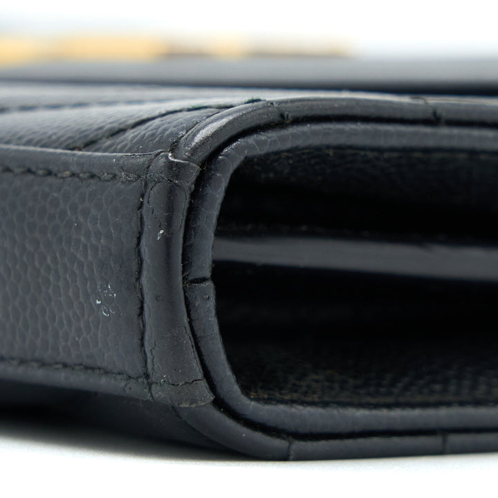 Saint Laurent/YSL Cassandra Matelasse Envelope Chain Wallet Grained Calfskin Black GHW