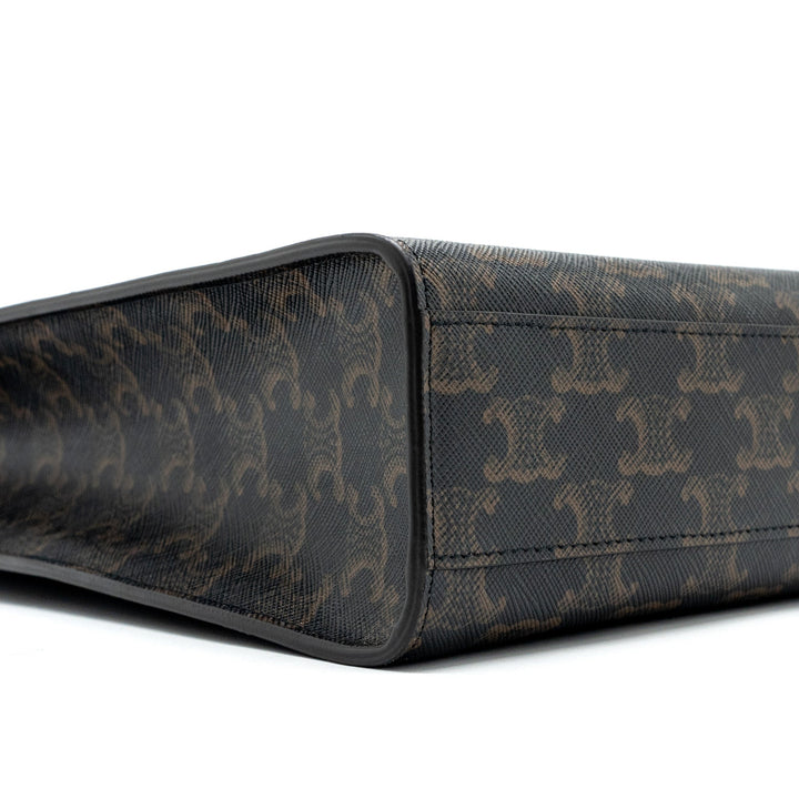 Celine Cabas Vertical in Triomphe Canvas and Calfskin tan