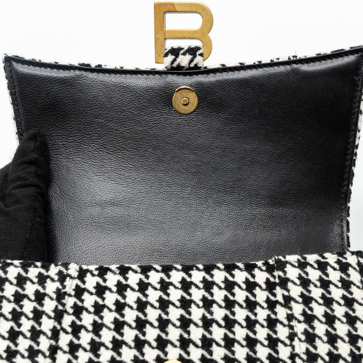 Top Quality Balenciaga Hourglass S Wool Houndstooth Black/White GHW