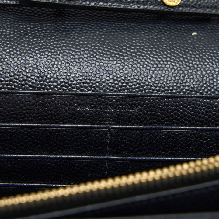 Saint Laurent/YSL Cassandra Matelasse Envelope Chain Wallet Grained Calfskin Black GHW