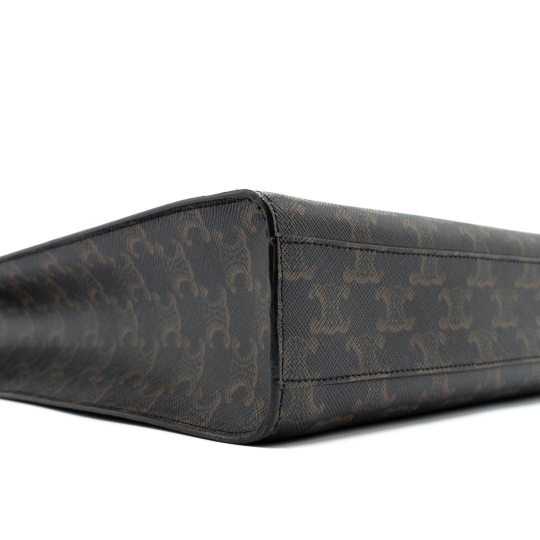 Celine Small Cabas Vertical In Triomphe Canvas/Calfskin Tan