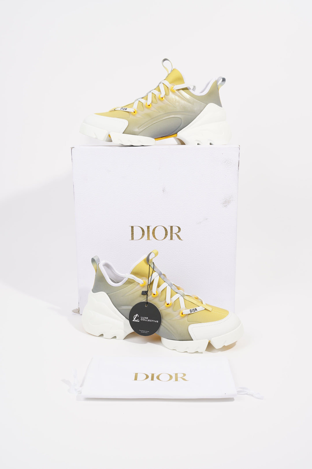 Christian Dior Womens D-Connect Yellow / White EU 41 / UK 8