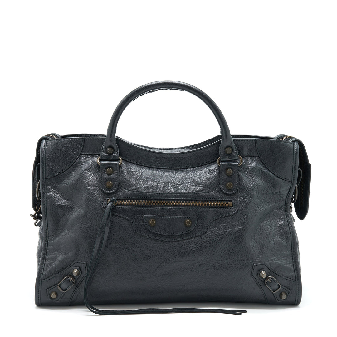 Top Quality Balenciaga Classic City Bag black with ruthenium hardware